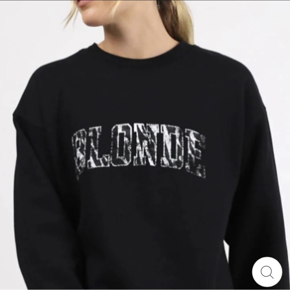 BRUNETTE THE LABEL: BLONDE STEP SISTER CREW NECK ZEBRA PRINT